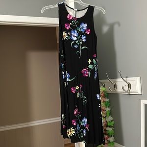 Old Navy Black Sleeveless Dress with Floral Designs